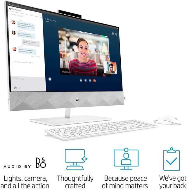 Alt view image 6 of 6 - HP Pavilion All-in-One Desktop Computer, 27-inch Full HD Touchscreen, Intel Core i7-10700T Processor, Intel UHD Graphics 630, 16 GB Ram, 1 TB SSD Storage (27-d0080, Snowflake White) PC Desktop