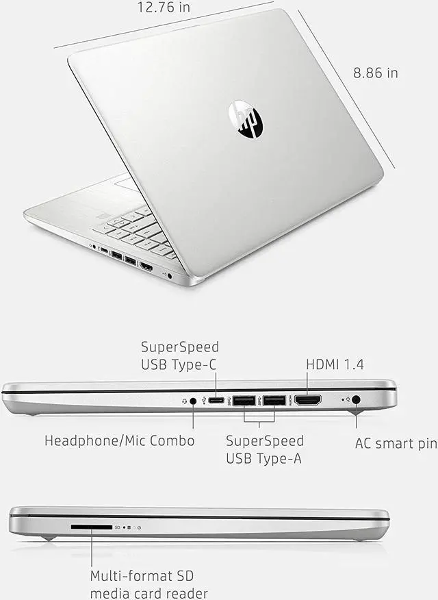 Alt view image 7 of 8 - HP 14 Laptop, 11th Gen Intel Core i3-1115G4, 4 GB RAM, 128 GB SSD Storage, 14-inch Full HD Display, Windows 10 in S Mode, Long Battery Life, HP Fast-Charge, Thin & Light Design (14-dq2020nr, 2021)