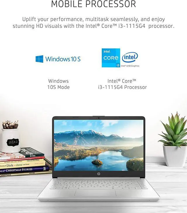 Alt view image 5 of 8 - HP 14 Laptop, 11th Gen Intel Core i3-1115G4, 4 GB RAM, 128 GB SSD Storage, 14-inch Full HD Display, Windows 10 in S Mode, Long Battery Life, HP Fast-Charge, Thin & Light Design (14-dq2020nr, 2021)