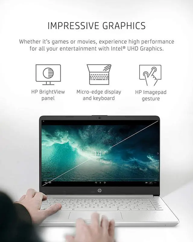 Alt view image 4 of 8 - HP 14 Laptop, 11th Gen Intel Core i3-1115G4, 4 GB RAM, 128 GB SSD Storage, 14-inch Full HD Display, Windows 10 in S Mode, Long Battery Life, HP Fast-Charge, Thin & Light Design (14-dq2020nr, 2021)
