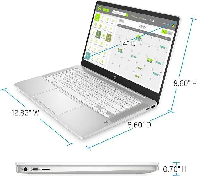 Alt view image 4 of 17 - HP Chromebook 14-inch FHD Laptop, Intel Celeron N4000, 4 GB RAM, 32 GB eMMC, Chrome (14a-na0060nr, Ceramic White)