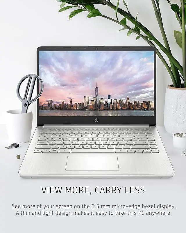 Alt view image 4 of 7 - HP 14 Laptop, AMD Ryzen 5 5500U, 8 GB RAM, 256 GB SSD Storage, 14-inch Full HD Display, Windows 10 Home, Thin & Portable, Micro-Edge & Anti-Glare Screen, Long Battery Life (14-fq1021nr, 2021)