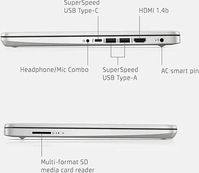 Alt view image 5 of 7 - HP 14 Laptop, AMD Ryzen 5 5500U, 8 GB RAM, 256 GB SSD Storage, 14-inch Full HD Display, Windows 10 Home, Thin & Portable, Micro-Edge & Anti-Glare Screen, Long Battery Life (14-fq1021nr, 2021)