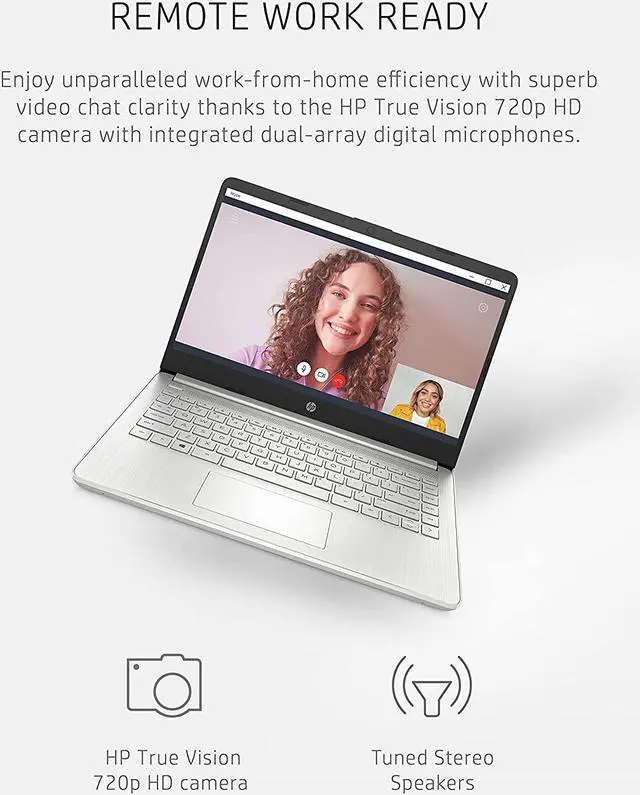 Alt view image 6 of 7 - HP 14 Laptop, AMD Ryzen 5 5500U, 8 GB RAM, 256 GB SSD Storage, 14-inch Full HD Display, Windows 10 Home, Thin & Portable, Micro-Edge & Anti-Glare Screen, Long Battery Life (14-fq1021nr, 2021)