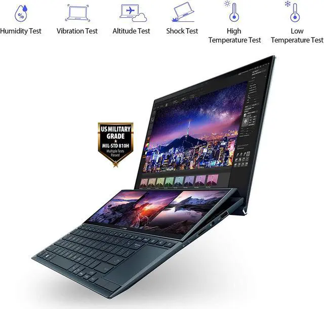 Alt view image 5 of 7 - ASUS ZenBook Duo 14 UX482 14” FHD NanoEdge Touch Display, Intel Evo Platform, Core i7-1165G7, 8GB RAM, 512GB PCIe SSD, Innovative ScreenPad Plus, Windows 10 Home, Celestial Blue, UX482EA-DS71T