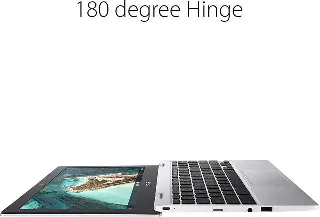 Alt view image 3 of 14 - ASUS Chromebook CX1, 11.6" HD NanoEdge Display, Intel Celeron N3350 Processor, 32GB eMMC,  4GB RAM, Spill-resistant Keyboard, Chrome OS, Transparent Silver, CX1100CNA-AS42