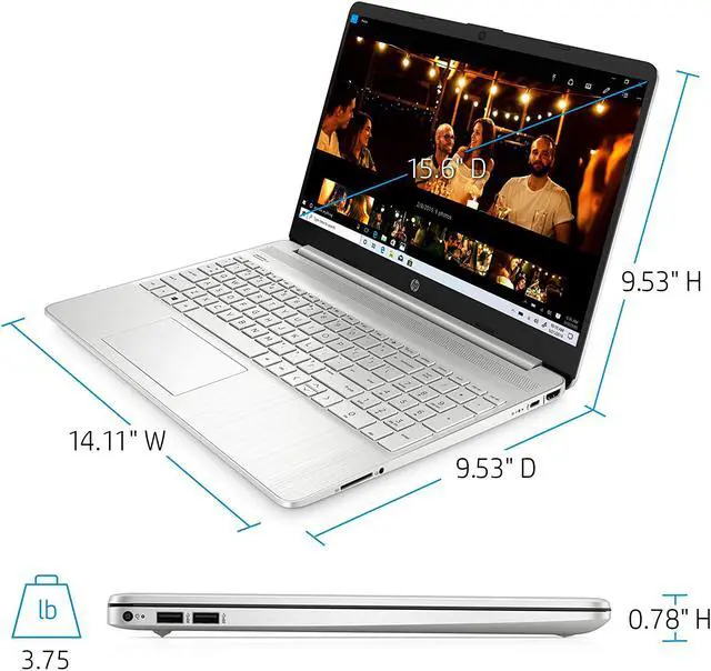 Alt view image 3 of 5 - HP 15 Laptop, AMD Ryzen 7 3700U Processor, 8 GB RAM, 256 GB SSD, HD Display, Windows 10 Home (15-ef0022nr, Natural Silver) Notebook