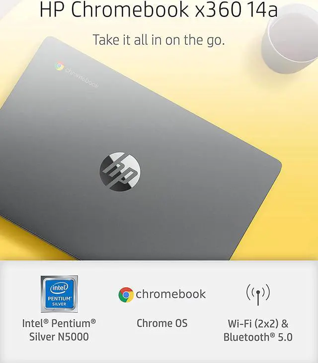 Alt view image 4 of 5 - HP Chromebook x360 14a 2-in-1 Laptop, Intel Pentium Silver N5000 Processor, 4 GB RAM, 64 GB eMMC, 14" HD Display, Chrome OS with Webcam & Dual Mics, Work, Play, Long Battery Life (14a-ca0022nr, 2021)