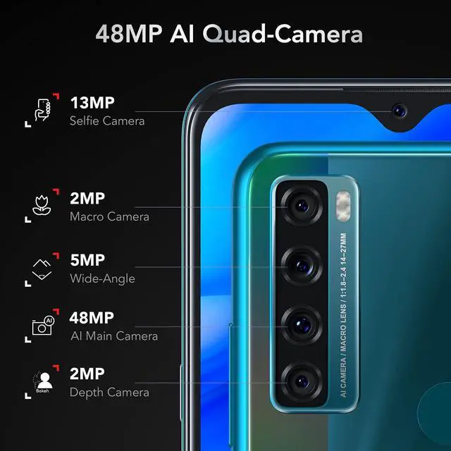 Alt view image 3 of 6 - TCL 20 SE 6.82" Unlocked Cellphone, 4GB RAM + 128GB ROM, US Version Android 11 Smartphone with 48MP Rear AI Quad-Camera, 5000mAh Big Battery, Dual Speaker, OTG Reverse Charging Octa-Core, Aurora Green