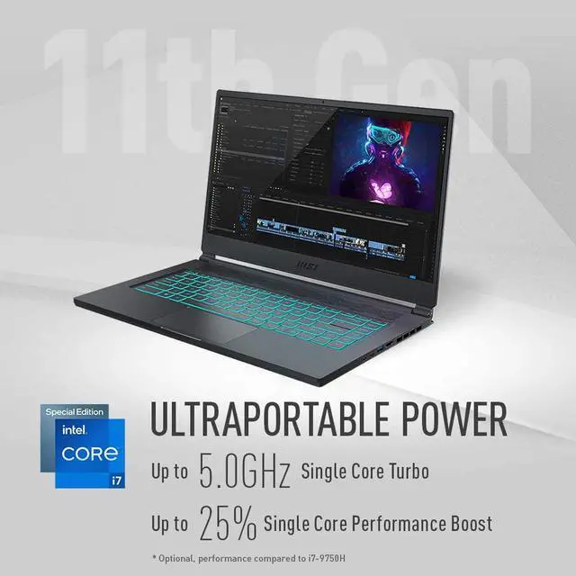 Alt view image 6 of 14 - MSI Stealth 15M Gaming Laptop: 15.6" 144Hz FHD 1080p Display, Intel Core i7-11375H, NVIDIA GeForce RTX 3060, 16GB, 512GB SSD, Thunderbolt 4, WiFi 6, Win10, Carbon Gray (A11UEK-009) Notebook