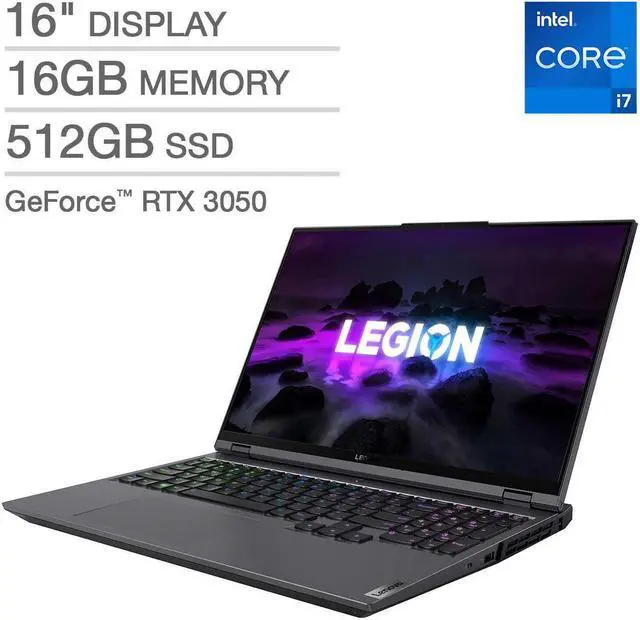 Alt view image 5 of 12 - Lenovo Legion 5 Pro 16ITH6 16" Gaming Laptop i7-11800H 16GB 512GB SSD RTX3050