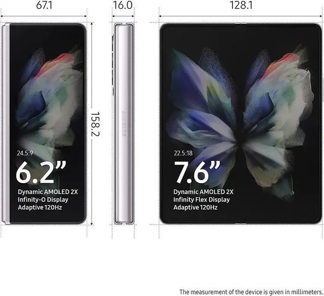 Alt view image 3 of 6 - SAMSUNG Galaxy Z Fold 3 5G Factory Unlocked Android Cell Phone US Version Smartphone Tablet 2-in-1 Foldable Dual Screen Under Display Camera 256GB Storage, Phantom Silver