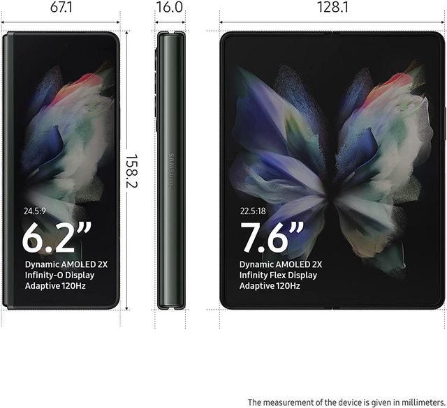 Alt view image 3 of 5 - SAMSUNG Galaxy Z Fold 3 5G Factory Unlocked Android Cell Phone US Version Smartphone Tablet 2-in-1 Foldable Dual Screen Under Display Camera 256GB Storage, Phantom Green