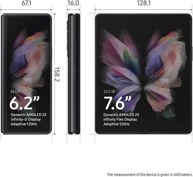 Alt view image 3 of 13 - SAMSUNG Galaxy Z Fold 3 5G Factory Unlocked Android Cell Phone US Version Smartphone Tablet 2-in-1 Foldable Dual Screen Under Display Camera 512GB Storage, Phantom Black