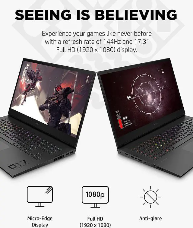 Alt view image 3 of 11 - HP Omen 17 Gaming Laptop, NVIDIA GeForce RTX 3060, Intel Core i7-11800H, 16 GB RAM, 512 GB SSD, 17.3” Full HD 144 Hz Display, Windows 10 RGB Keyboard, Long Battery Life (17-ck0010nr, 2021)
Notebook