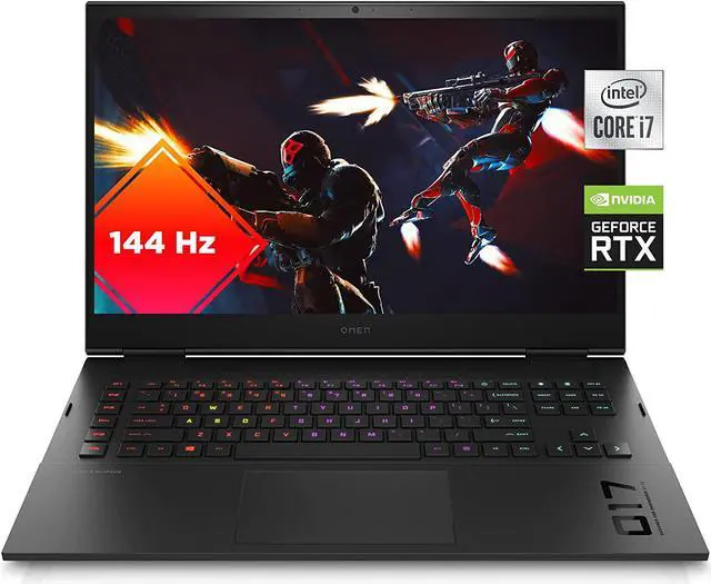 Main image of HP Omen 17 Gaming Laptop, NVIDIA GeForce RTX 3060, Intel Core i7-11800H, 16 GB RAM, 512 GB SSD, 17.3” Full HD 144 Hz Display, Windows 10 RGB Keyboard, Long Battery Life (17-ck0010nr, 2021)
Notebook