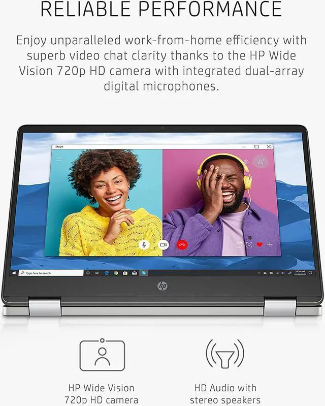 Alt view image 4 of 6 - HP Chromebook x360 14 Laptop, Intel Celeron Processor, 4 GB RAM, 32 GB eMMC, 14” HD (1366 x 768), Chrome OS, Webcam & Dual Mics, Work, Streaming, School, Long Battery Life (14a-ca0050nr, 2021)