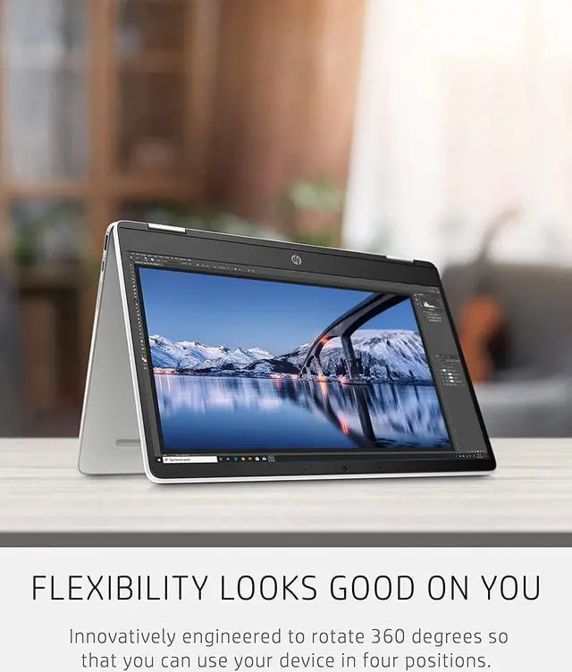 Alt view image 5 of 6 - HP Chromebook x360 14 Laptop, Intel Celeron Processor, 4 GB RAM, 32 GB eMMC, 14” HD (1366 x 768), Chrome OS, Webcam & Dual Mics, Work, Streaming, School, Long Battery Life (14a-ca0050nr, 2021)