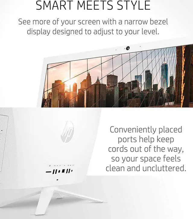 Alt view image 5 of 6 - HP 21 All-in-One PC, Intel Pentium Silver J5040 Quad-Core Processor, 4 GB RAM, 128 GB SSD Storage, 20.7-inch Full HD Display, Windows 10 Home with Enhanced Security, Privacy Camera (21-b0020, 2020)