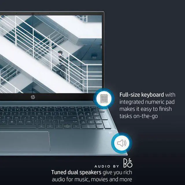 Alt view image 3 of 4 - HP Pavilion 15.6" FHD, AMD Ryzen 5-5500U, 8GB RAM, 512GB SSD, Horizon Blue, Windows 11, 15-eh1052wm Laptop Notebook