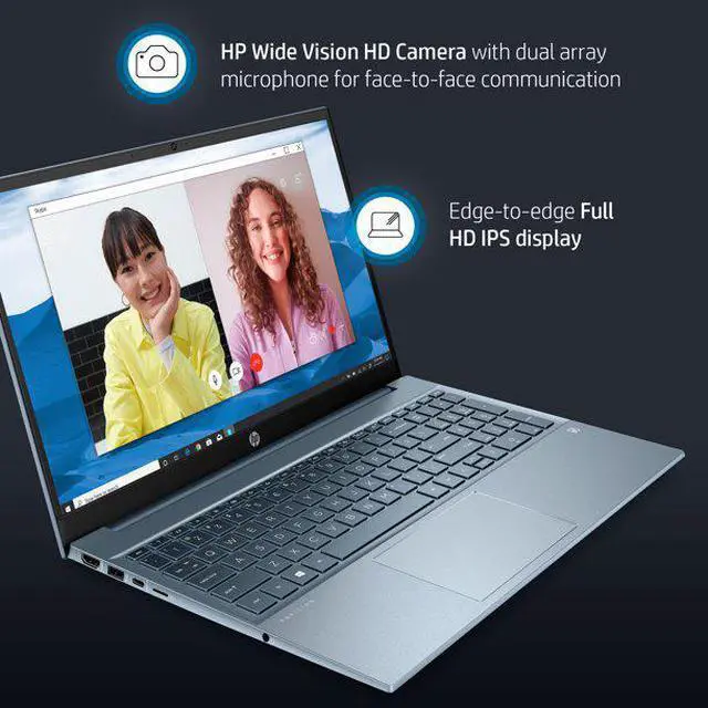 Alt view image 2 of 4 - HP Pavilion 15.6" FHD, AMD Ryzen 5-5500U, 8GB RAM, 512GB SSD, Horizon Blue, Windows 11, 15-eh1052wm Laptop Notebook