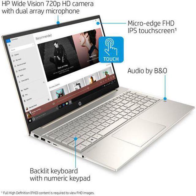 Alt view image 2 of 6 - HP Pavilion 15.6" FHD Touch, Intel Core i5-1135G7, 8GB RAM, 512GB SSD, Lunar Gold, Windows 10, 15-eg0050wm