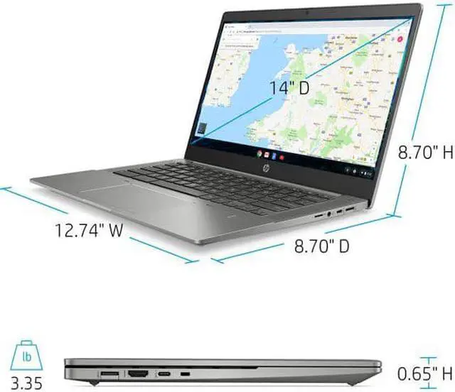 Alt view image 5 of 8 - HP 14" FHD, Chromebook, AMD Ryzen 3-3250C, 4GBRAM, 128GB SSD, Silver, Chrome OS, 14b-na0010wm