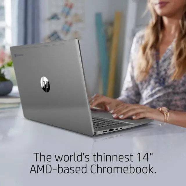 Alt view image 8 of 8 - HP 14" FHD, Chromebook, AMD Ryzen 3-3250C, 4GBRAM, 128GB SSD, Silver, Chrome OS, 14b-na0010wm