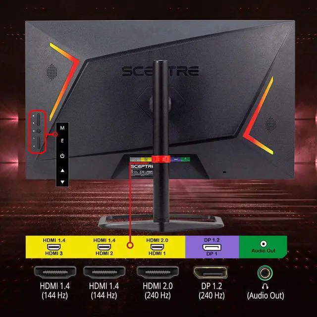 Alt view image 3 of 7 - Sceptre 27 inch 240Hz 1080p Gaming Monitor AMD FreeSync Premium HDMI DisplayPort, Height Adjustable Build-in Speakers Gunmetal Black 2021 (E275B-FWD240)