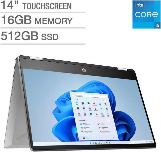 Main image of HP Pavilion 14" Touchscreen 2-in-1 Laptop - 11th Gen Intel Core i5-1135G7 - 1080p - Windows 11 16GB Memory 512GB SSD 14-dw1095cl