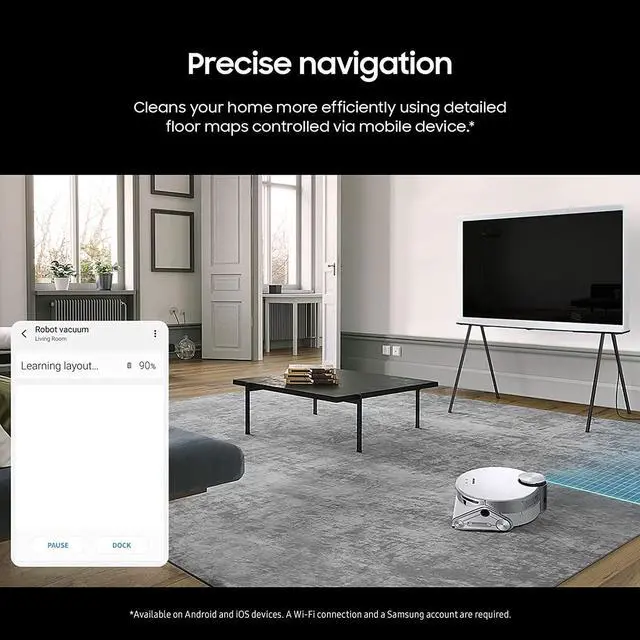 Alt view image 5 of 6 - SAMSUNG Jet Bot AI+ Robot Vacuum Cleaner, Object Recognition, Intelligent Cleaning, Clean Station, Touchless Dust Removal, Precise Navigation, Camera, White