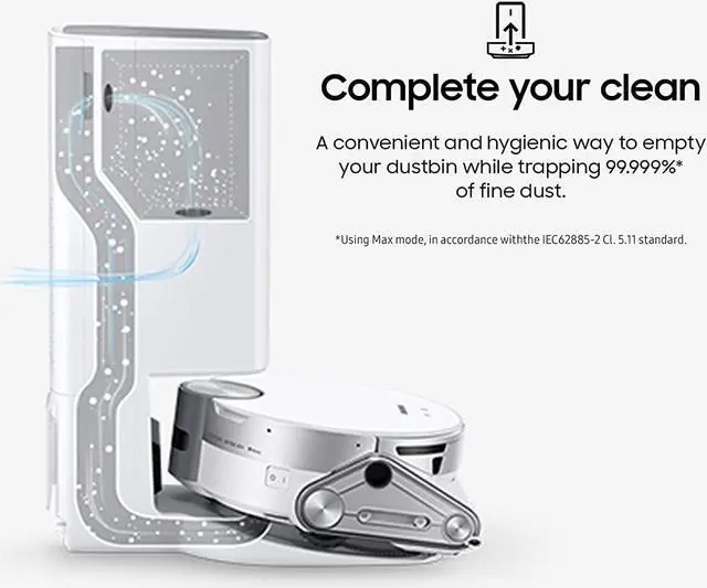 Alt view image 2 of 6 - SAMSUNG Jet Bot AI+ Robot Vacuum Cleaner, Object Recognition, Intelligent Cleaning, Clean Station, Touchless Dust Removal, Precise Navigation, Camera, White