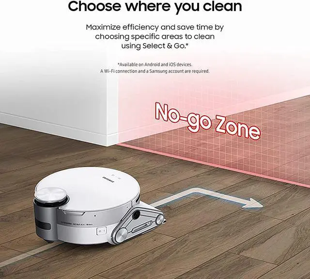 Alt view image 6 of 6 - SAMSUNG Jet Bot AI+ Robot Vacuum Cleaner, Object Recognition, Intelligent Cleaning, Clean Station, Touchless Dust Removal, Precise Navigation, Camera, White