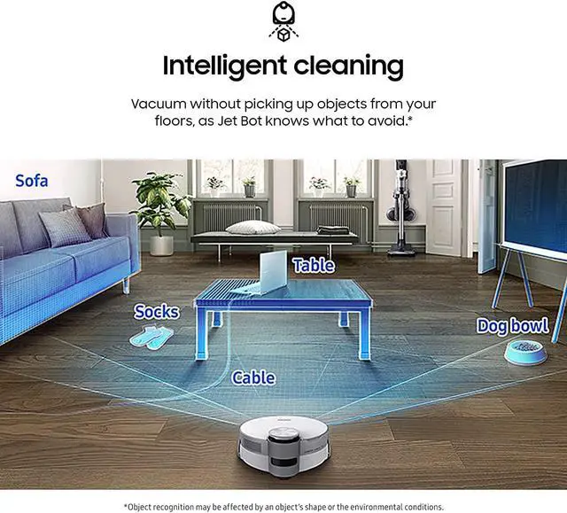 Alt view image 3 of 6 - SAMSUNG Jet Bot AI+ Robot Vacuum Cleaner, Object Recognition, Intelligent Cleaning, Clean Station, Touchless Dust Removal, Precise Navigation, Camera, White
