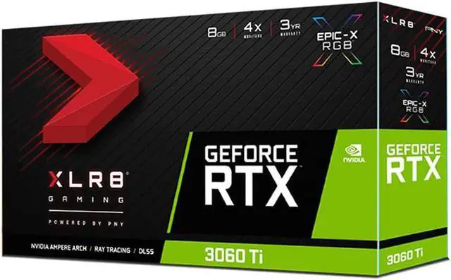 Alt view image 5 of 6 - PNY GeForce RTX 3060 Ti 8GB XLR8 Gaming Revel Epic-X RGB Dual Fan Graphics Card LHR VCG3060T8LDFXPPB