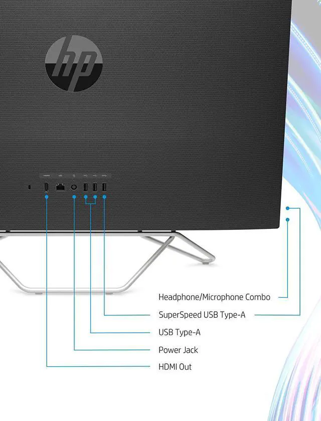 Alt view image 5 of 15 - HP 27 All-in-One Desktop, AMD Ryzen 5 5500U, 16 GB RAM, 512 GB SSD, Full HD IPS Touchscreen, Windows 11 Home, 4 USB Ports, Privacy Camera, Dual Mics, Wireless Keyboard and Mouse (27-cb0060, 2021)