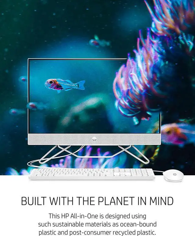 Alt view image 2 of 15 - HP 24" All-in-One Desktop, AMD Ryzen 7 5700U, 16 GB, 256 GB SSD & 1 TB Hard Drive, Full HD IPS Touchscreen, Windows 11 Home, 4 USB Ports, Privacy Camera, Dual Mics, Keyboard & Mouse (24-cb0090, 2021)