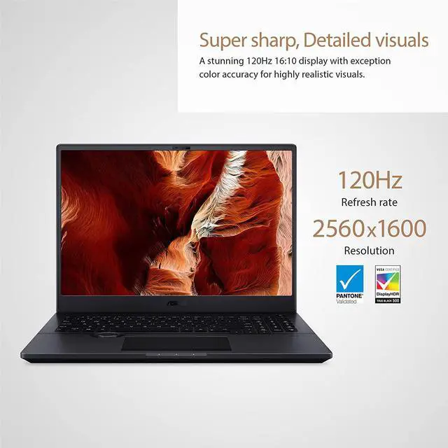 Alt view image 2 of 6 - ASUS ProArt StudioBook 16 Laptop, 16 2560x1600 120Hz Display, AMD Ryzen 7, 32GB DDR4, 1TB PCIe SSD, Nvidia Geforce RTX 3060, Windows 11 Home, H5600QM-AH78, Star Black
