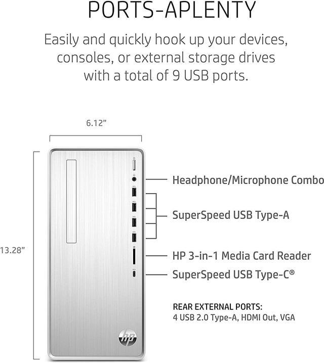 HP Pavilion Desktop PC, 11th Gen Intel Core i5-11400 Processor, 8