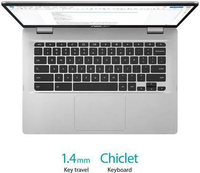 Alt view image 3 of 20 - ASUS C424MA 14 4GB, 64GB Chromebook; 14" Full HD, Intel Celeron N4020, 4GB RAM, 64GB eMMC, Silver, Chrome OS, C424MA-WH44F