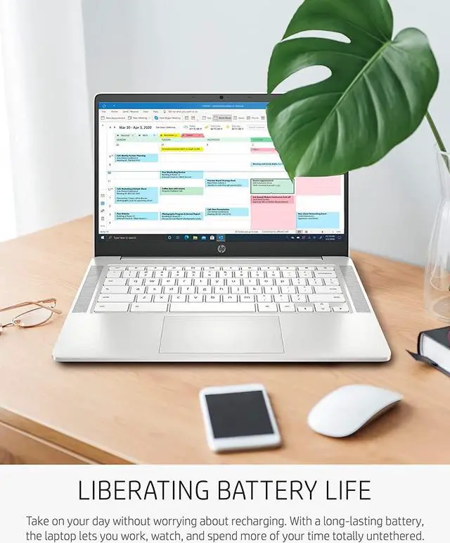Alt view image 7 of 7 - HP Chromebook 14a Laptop, AMD 3015Ce Processor, 4 GB RAM, 32 GB eMMC Storage, 14-inch FHD IPS Display, Google Chrome OS, Anti-Glare Screen, Long-Battery Life (14a-nd0080nr, 2021, Ceramic White)