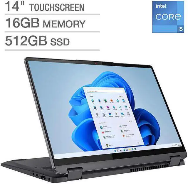 Alt view image 4 of 14 - Lenovo Notebook IdeaPad Flex 5 Laptop, 14" IPS, i5-1235U, Iris Xe Graphics, GB, 512GB SSD