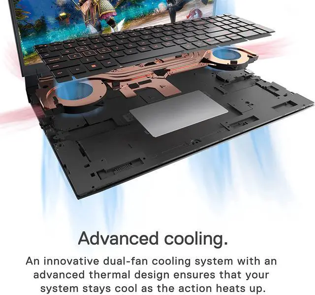 Alt view image 3 of 7 - Dell G15 5520 15.6 Inch Gaming Laptop - FHD 120Hz Display, Core i7-12700H, 16GB DDR5 RAM, 512GB SSD, NVIDIA RTX 3060 6GB GDDR6, Intel Wi-Fi 6, Windows 11 - Spector Green
Notebook