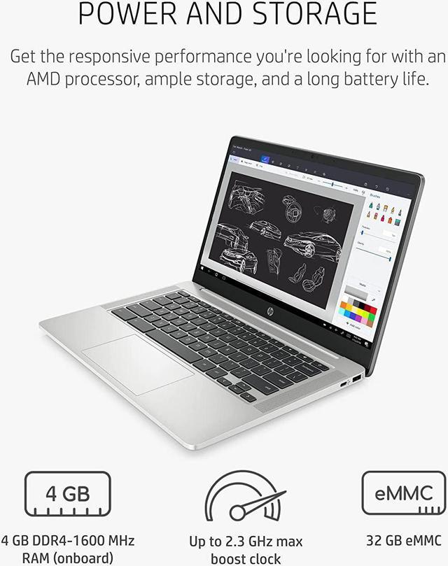 HP Chromebook 14a Laptop, AMD 3015Ce Processor, GB RAM, 32 GB eMMC Storage,  14-inch FHD IPS Display, Google Chrome OS, Anti-Glare Screen, Long-Battery  Life (14a-nd0070nr, 2021, Mineral Silver) Chromebooks