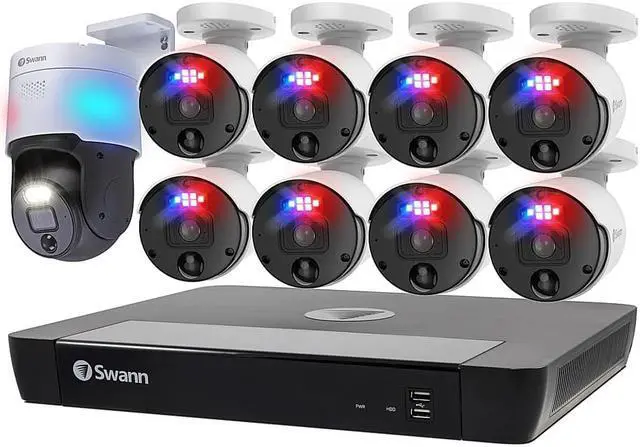Alt view image 2 of 6 - Swann - Enforcer 16-Channel, 9-Camera Indoor/Outdoor Wired 4K NVR Security System - White SONVK-16898081PT-US Surveillance