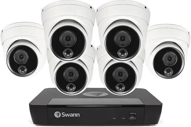 Alt view image 2 of 6 - Swann - Pro 4K, 8-Channel, 6-Dome Camera Indoor/Outdoor PoE Wired 4K UHD 2TB HDD NVR Security Surveillance System - White