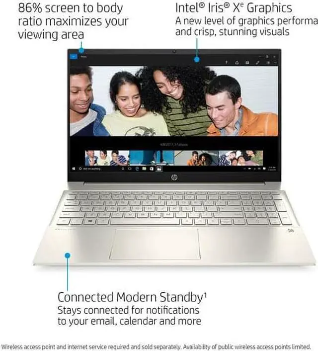 Alt view image 4 of 6 - HP Pavilion 15.6" FHD Touch, Intel Core i7-1165G7, 8GB RAM, 512GB SSD, Lunar Gold, 15-eg0070wm Laptop Notebook