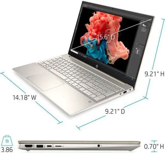 Alt view image 6 of 6 - HP Pavilion 15.6" FHD Touch, Intel Core i7-1165G7, 8GB RAM, 512GB SSD, Lunar Gold, 15-eg0070wm Laptop Notebook