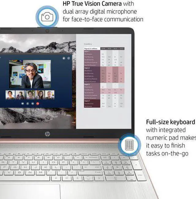 Alt view image 3 of 3 - HP 15.6" FHD Laptop, AMD Ryzen 5 5500U, 8GB RAM, 256GB SSD, Pale Rose Gold, Windows 11 Home, 15-ef2130wm Notebook PC Computer