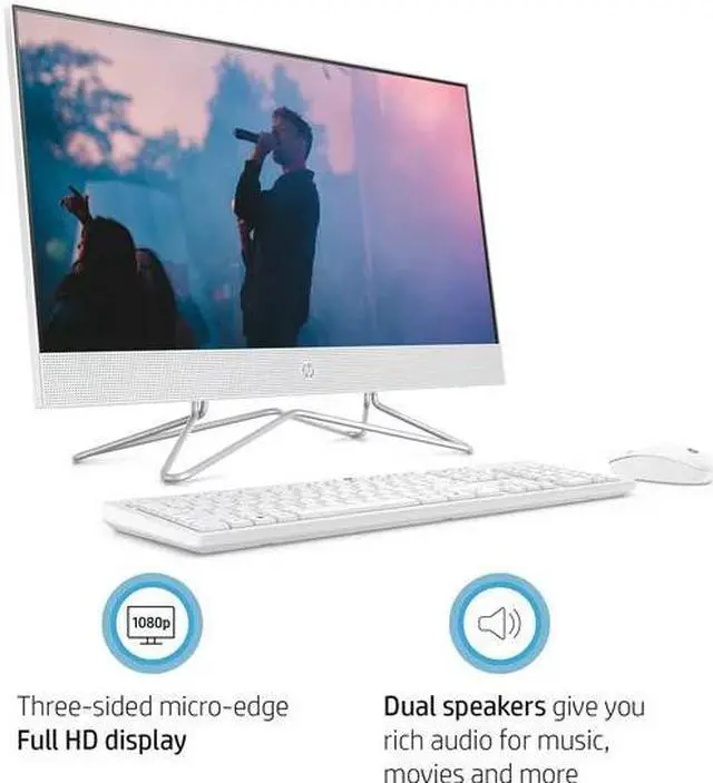 Alt view image 2 of 6 - HP 24 All-in-One PC, Intel Core i3-1115G4, 4GB RAM, 256GB SSD, Snow White, Windows 11 Home, 24-df1023w Desktop Computer